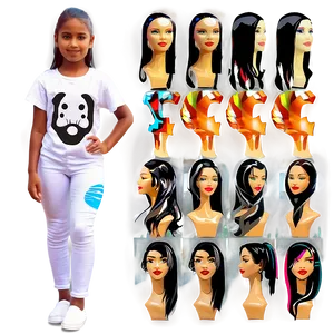 Girl Hair Outline PNG 06132024