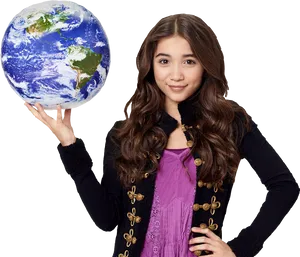 Girl Holding Globe PNG image