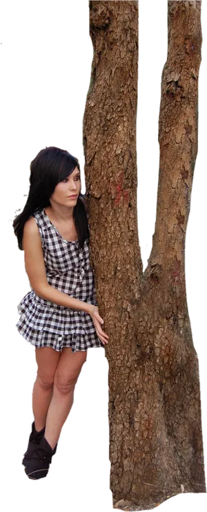 Girl Leaning Against Tree Picsart PNG image
