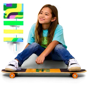 Girl On Skateboard PNG 05032024