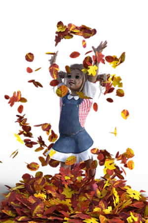 Girl Playingwith Autumn Leaves