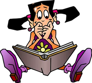 Girl Reading Book Anxiously