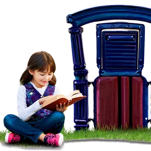 Girl Reading Book PNG 05032024