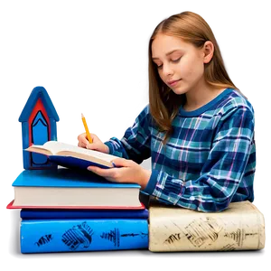 Girl Reading Book PNG 75
