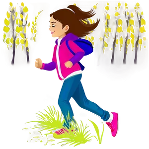 Girl Running Silhouette PNG Opj
