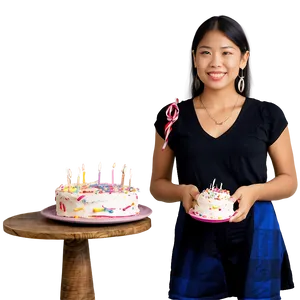 Girl With Cake PNG Qhg