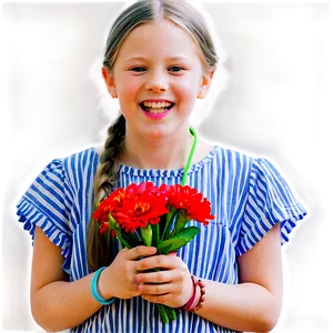 Girl With Flowers PNG Eaf
