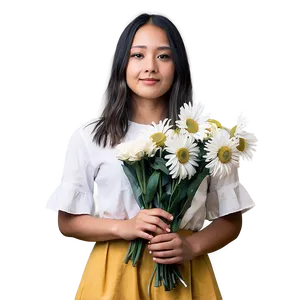 Girl With Flowers PNG Jqv68