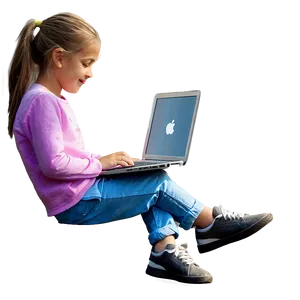 Girl With Laptop PNG Qvp23