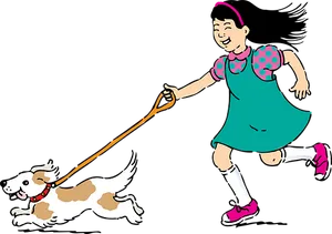 Girland Dog Playing Together