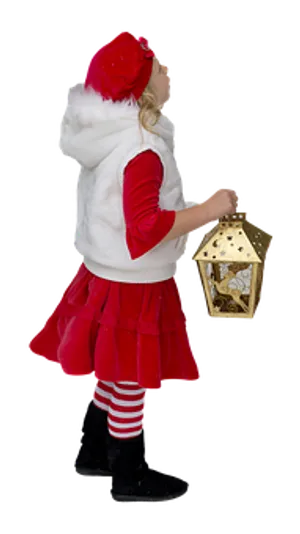 Girlin Christmas Outfitwith Lantern
