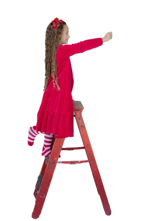 Girlin Red Christmas Dresson Ladder