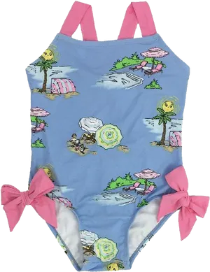 Girls Beach Adventure Swimsuit PNG