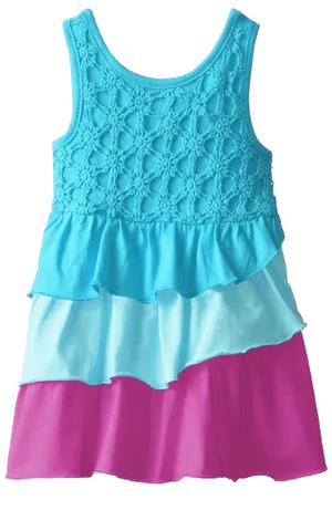 Girls Blue Pink Tiered Dress