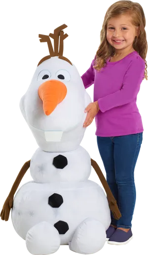 Girlwith Olaf Plush Toy