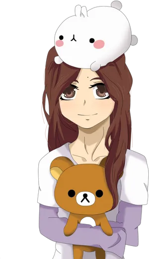 Girlwith Rilakkumaand Korilakkuma PNG