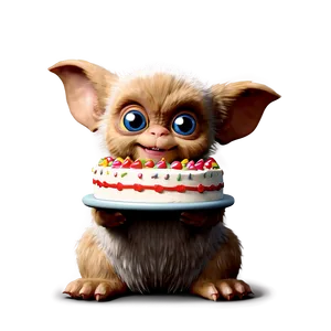 Gizmo With A Birthday Cake PNG 64