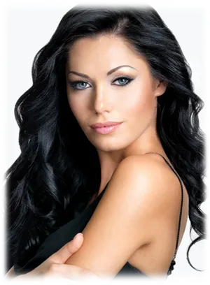 Glamorous Black Haired Woman PNG image