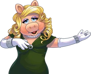 Glamorous Cartoon Pig Diva PNG image