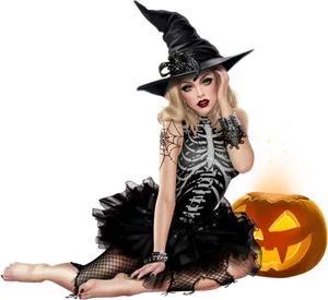 Glamorous Halloween Witch Pose