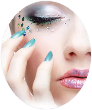 Glamorous Makeupand Nail Art PNG image