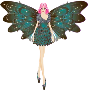 Glamorous Pink Haired Fairy PNG image