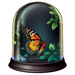 Glass Dome With Butterfly PNG Alm