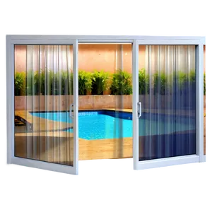 Glass Door With Curtain PNG 06122024 PNG