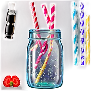 Glass Jar With Straw PNG 38