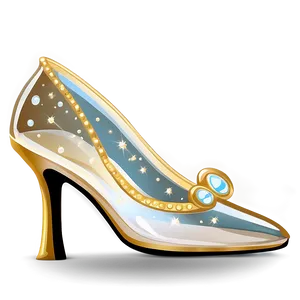 Glass Slipper With Golden Trim PNG 06132024