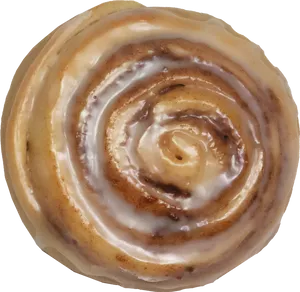 Glazed Cinnamon Roll Top View PNG image