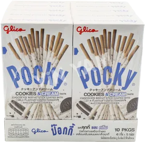 Glico Pocky Cookies Cream Multipack PNG image