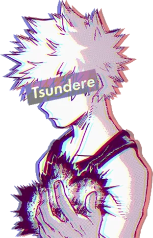 Glitch Art Bakugou Tsundere PNG image