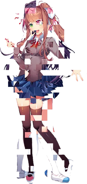 Glitched Anime Girl PNG image