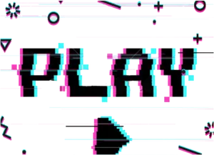 Glitched Play Graphic PNG image