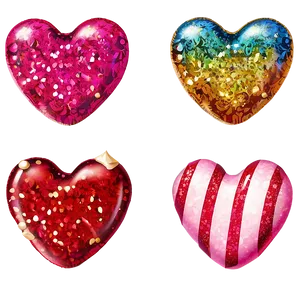Glitter Candy Hearts PNG Vvq