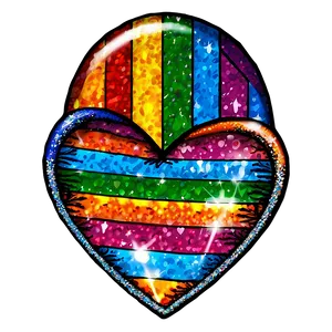 Glitter Rainbow Heart PNG 75