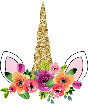 Glitter Unicorn Horn Floral Design