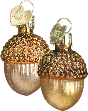 Glittering Acorn Ornaments PNG