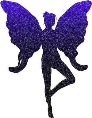 Glittering Blue Fairy Silhouette
