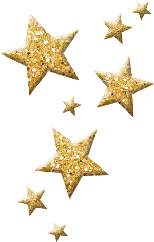 Glittering Gold Starson Black Background PNG image