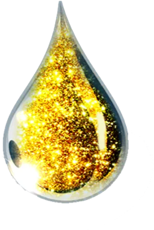 Glittering Golden Oil Drop PNG
