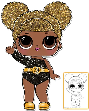 Glittery Animated Character PNG image