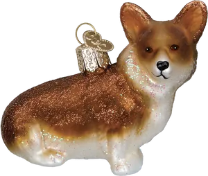 Glittery Corgi Christmas Ornament PNG