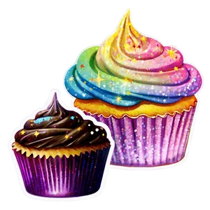 Glittery Cupcake Sticker Png 05252024 PNG image