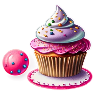 Glittery Cupcake Sticker Png 34 PNG image