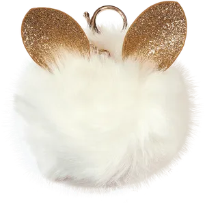 Glittery Ears Furry Pom Pom Keychain PNG image