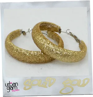 Glittery Gold Hoop Earrings PNG image