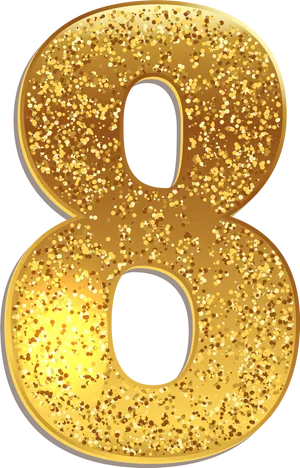 Glittery Gold Number8 PNG image