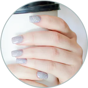 Glittery Grey Manicure Nails PNG image